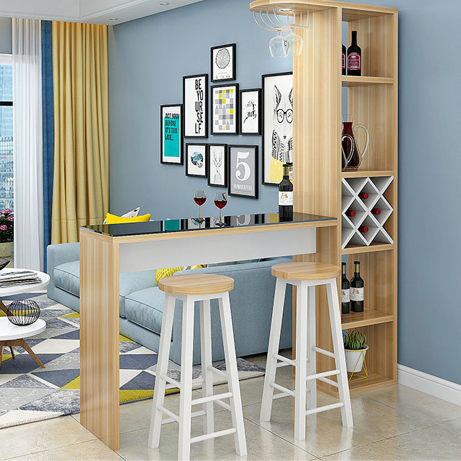 Manufactured Wood Bar Table with Storage Matte Finish Bistro Table for Small Places Clearhalo 'Bar Furniture' 'Bar Tables' 'bar_tables' 'furn' 'furn_bar_tables' 'Furniture' 'Kitchen & Dining Furniture' 7385536