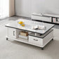 4 Legs Coffee Table Rectangle Single Stone Cocktail Table with Storage 47"L x 24"W x 16"H White Clearhalo 'Coffee & Accent Tables' 'Coffee Tables' 'coffee_tables' 'furn' 'furn_coffee_tables' 'Furniture' 'Living Room Furniture' 7385852