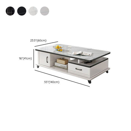 4 Legs Coffee Table Rectangle Single Stone Cocktail Table with Storage Clearhalo 'Coffee & Accent Tables' 'Coffee Tables' 'coffee_tables' 'furn' 'furn_coffee_tables' 'Furniture' 'Living Room Furniture' 7385865