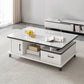 Rectangle Single Stone Coffee Table 4 Legs Coffee Table with Storage 47"L x 24"W x 16"H White Clearhalo 'Coffee & Accent Tables' 'Coffee Tables' 'coffee_tables' 'furn' 'furn_coffee_tables' 'Furniture' 'Living Room Furniture' 7385872