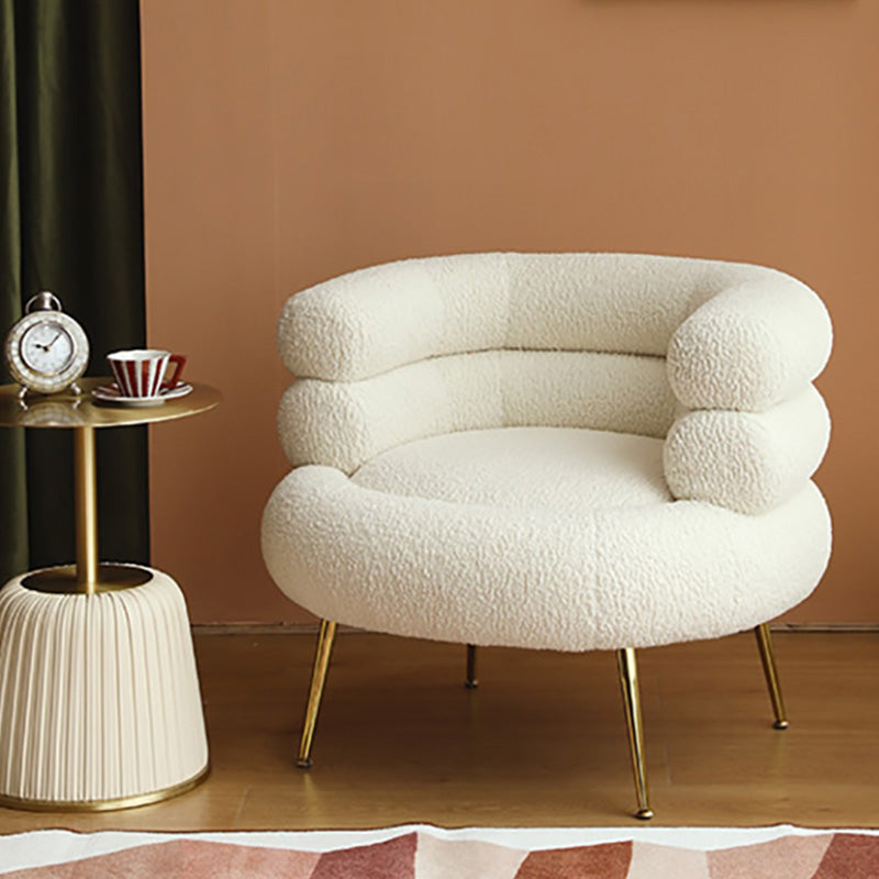 White Barrel Chair Arms Included Lounge Chair for Living Room Clearhalo 'Accent Chairs' 'accent_chairs' 'Chairs & Seating' 'furn' 'furn_accent_chairs' 'Furniture' 'Living Room Furniture' 7385922