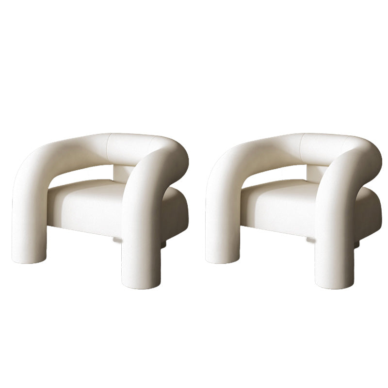 Solid Wood Frame Lounge Chair Arms Included Side Chair for Living Room White Flannel 2 Piece Set Clearhalo 'Accent Chairs' 'accent_chairs' 'Chairs & Seating' 'furn' 'furn_accent_chairs' 'Furniture' 'Living Room Furniture' 7385936