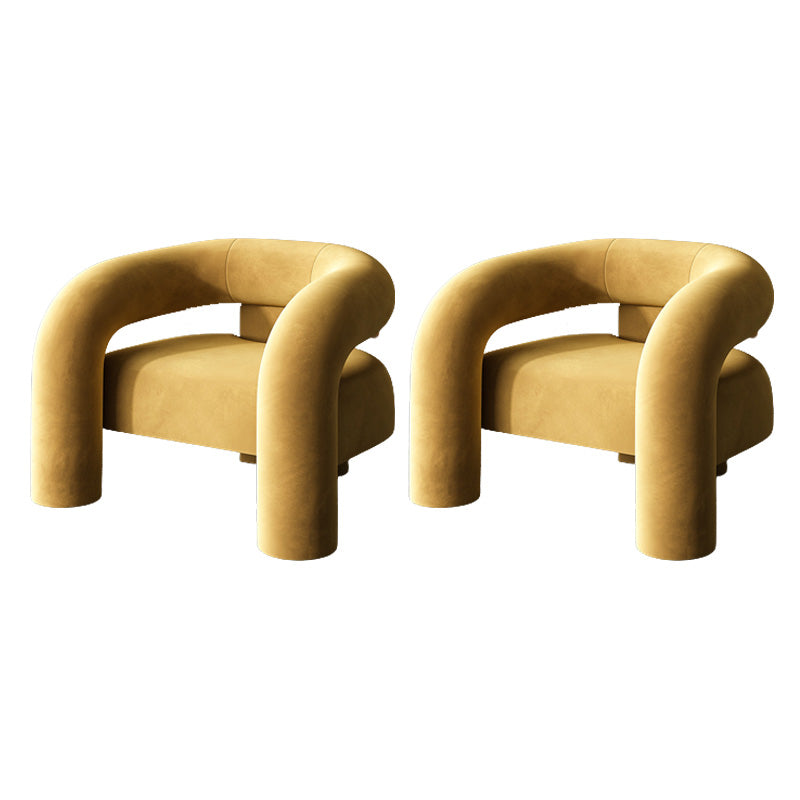 Solid Wood Frame Lounge Chair Arms Included Side Chair for Living Room Yellow Flannel 2 Piece Set Clearhalo 'Accent Chairs' 'accent_chairs' 'Chairs & Seating' 'furn' 'furn_accent_chairs' 'Furniture' 'Living Room Furniture' 7385940