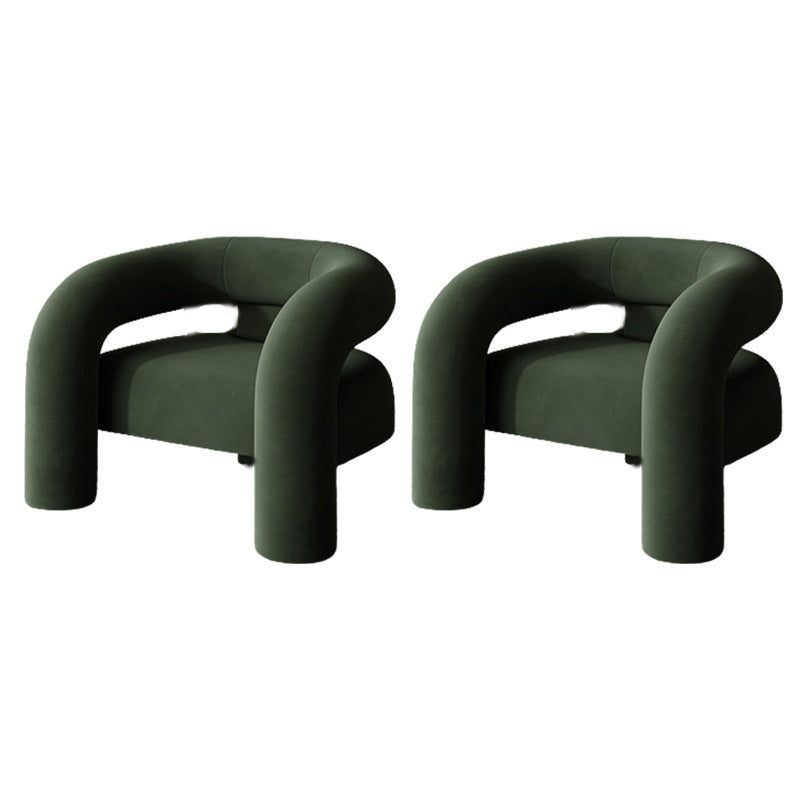 Solid Wood Frame Lounge Chair Arms Included Side Chair for Living Room Green Flannel 2 Piece Set Clearhalo 'Accent Chairs' 'accent_chairs' 'Chairs & Seating' 'furn' 'furn_accent_chairs' 'Furniture' 'Living Room Furniture' 7385947