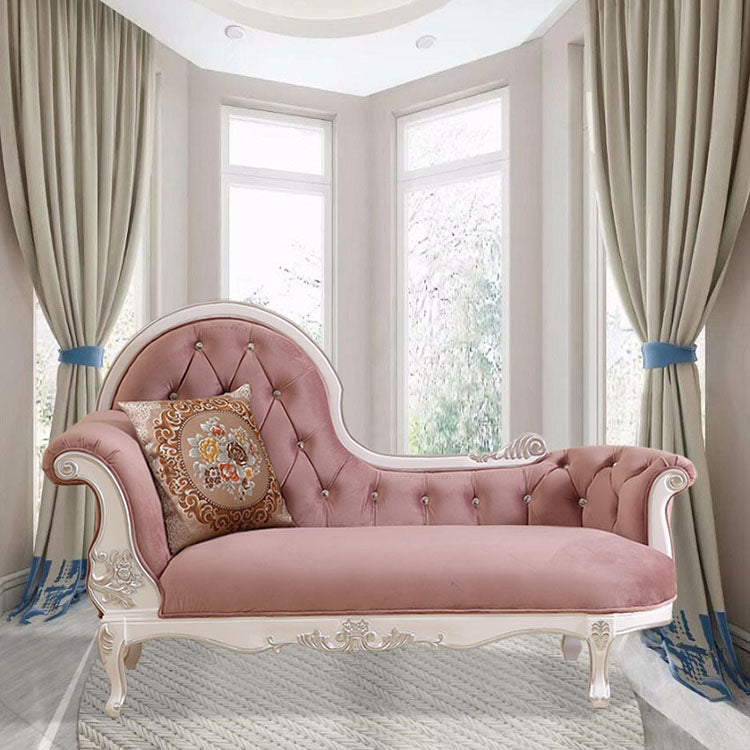 Modern Glam Upholstered Chaise Lounge Couch Rolled Arms Chaise Pink Left-Arm Chaise Clearhalo 'Chairs & Seating' 'Chaise Lounge' 'chaise_lounge' 'furn' 'furn_chaise_lounge' 'Furniture' 'Living Room Furniture' 7386035