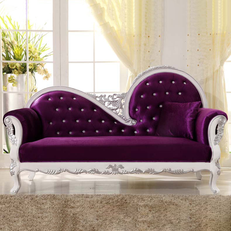 Modern Glam Upholstered Chaise Lounge Couch Rolled Arms Chaise Dark Purple Right-Arm Chaise Clearhalo 'Chairs & Seating' 'Chaise Lounge' 'chaise_lounge' 'furn' 'furn_chaise_lounge' 'Furniture' 'Living Room Furniture' 7386036