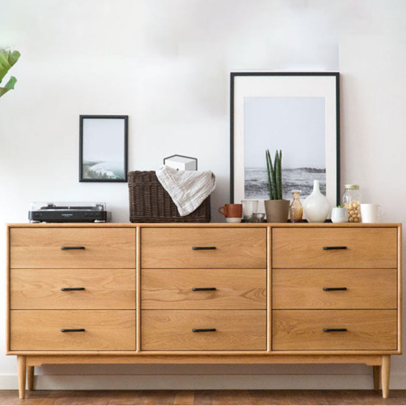 Modern Dresser Solid Wood Storage Chox Profirer con 9 cajones