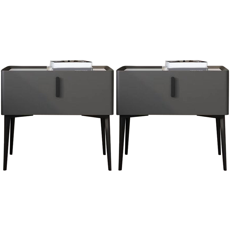 Contemporary 1 Drawer Accent Table Nightstand Antique Finish Bed Nightstand Dark Gray 2 Piece Set Clearhalo 'Bedroom Furniture' 'furn' 'furn_night_stand' 'Furniture' 'night_stand' 'Nightstands' 7386308