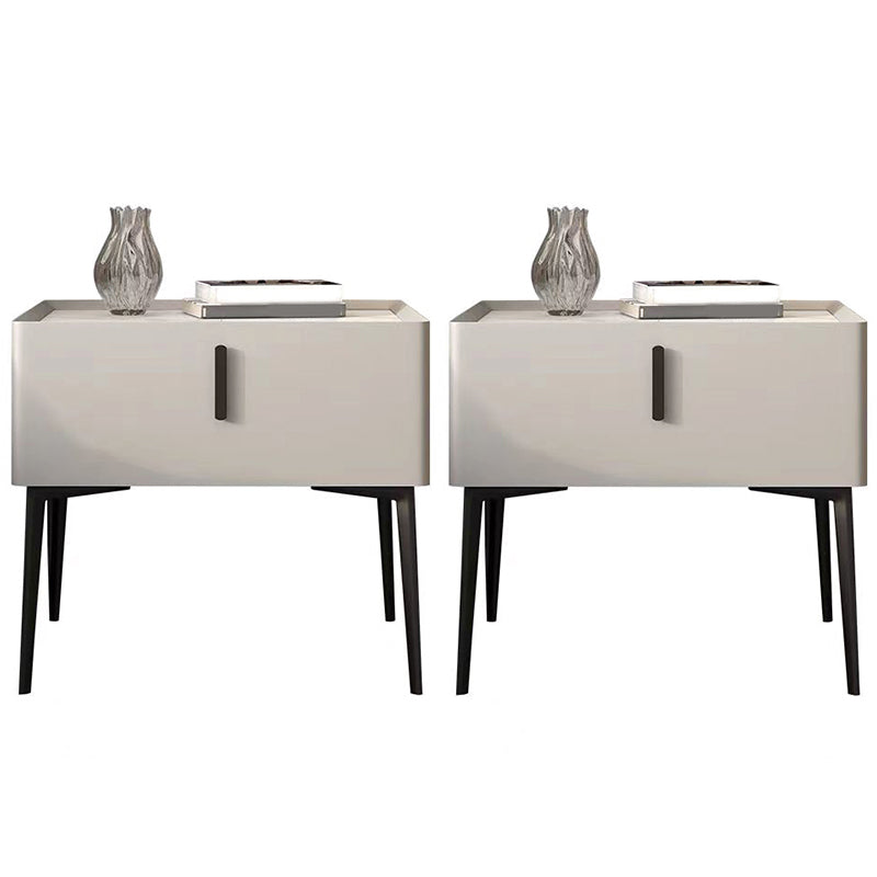 Contemporary 1 Drawer Accent Table Nightstand Antique Finish Bed Nightstand Light Gray 2 Piece Set Clearhalo 'Bedroom Furniture' 'furn' 'furn_night_stand' 'Furniture' 'night_stand' 'Nightstands' 7386309