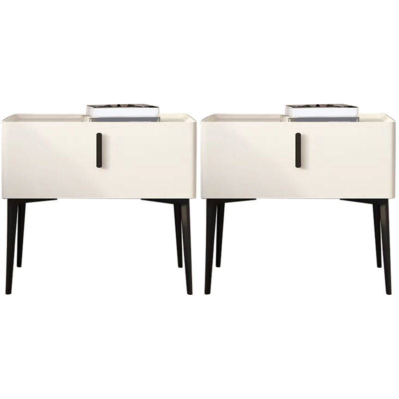 Contemporary 1 Drawer Accent Table Nightstand Antique Finish Bed Nightstand White 2 Piece Set Clearhalo 'Bedroom Furniture' 'furn' 'furn_night_stand' 'Furniture' 'night_stand' 'Nightstands' 7386311
