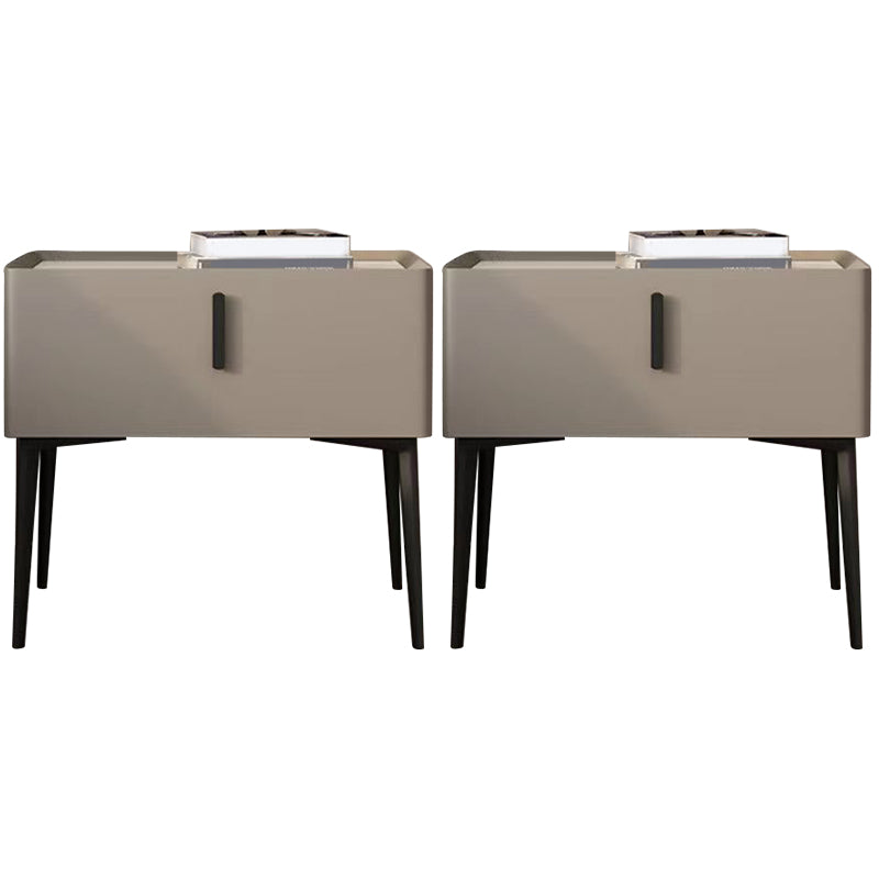 Contemporary 1 Drawer Accent Table Nightstand Antique Finish Bed Nightstand Khaki 2 Piece Set Clearhalo 'Bedroom Furniture' 'furn' 'furn_night_stand' 'Furniture' 'night_stand' 'Nightstands' 7386318