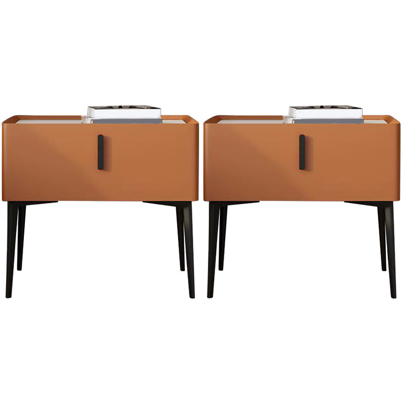 Contemporary 1 Drawer Accent Table Nightstand Antique Finish Bed Nightstand Orange 2 Piece Set Clearhalo 'Bedroom Furniture' 'furn' 'furn_night_stand' 'Furniture' 'night_stand' 'Nightstands' 7386320