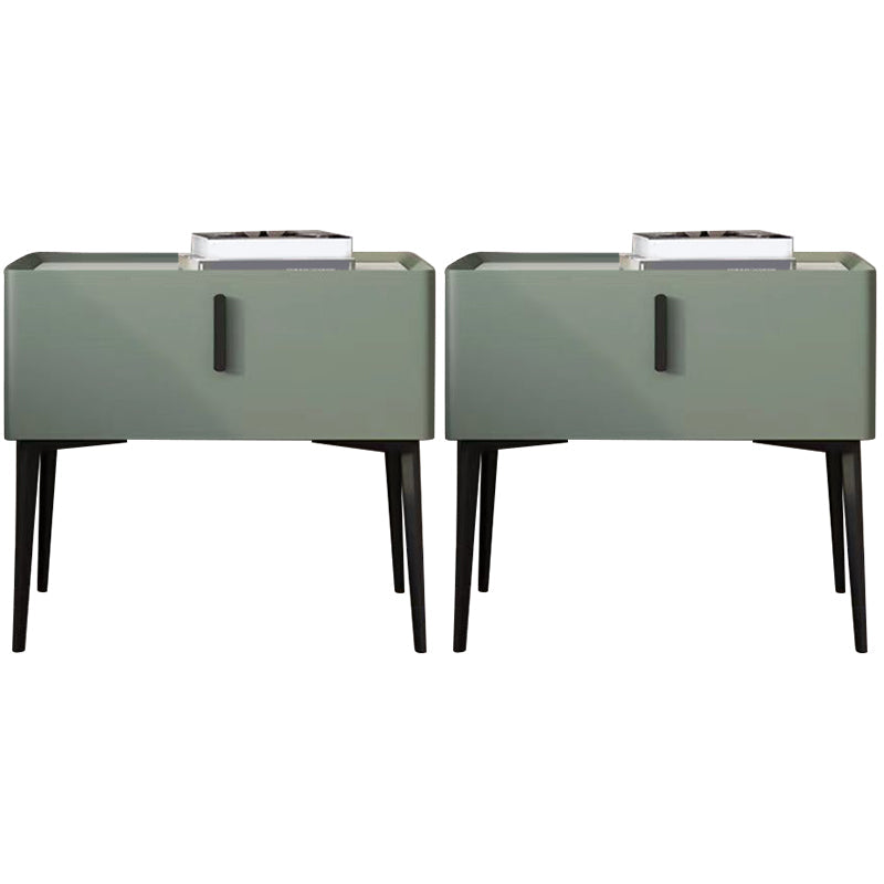 Contemporary 1 Drawer Accent Table Nightstand Antique Finish Bed Nightstand Avocado Green 2 Piece Set Clearhalo 'Bedroom Furniture' 'furn' 'furn_night_stand' 'Furniture' 'night_stand' 'Nightstands' 7386321