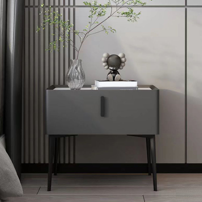 Contemporary 1 Drawer Accent Table Nightstand Antique Finish Bed Nightstand Dark Gray 1 Piece Clearhalo 'Bedroom Furniture' 'furn' 'furn_night_stand' 'Furniture' 'night_stand' 'Nightstands' 7386323