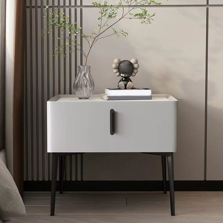 Contemporary 1 Drawer Accent Table Nightstand Antique Finish Bed Nightstand 20"L x 16"W x 19"H Light Gray 1 Piece Clearhalo 'Bedroom Furniture' 'furn' 'furn_night_stand' 'Furniture' 'night_stand' 'Nightstands' 7386325
