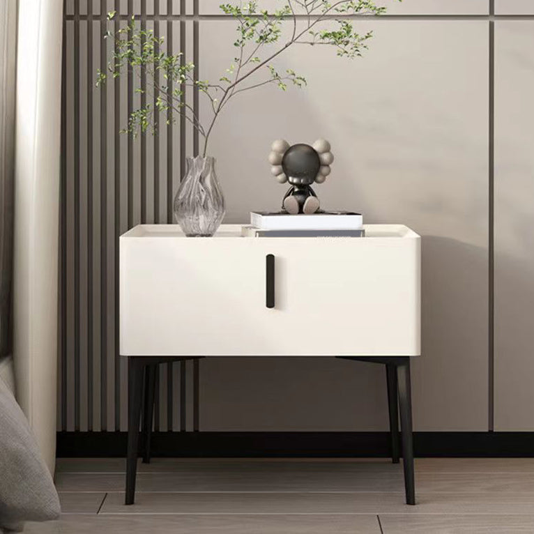 Contemporary 1 Drawer Accent Table Nightstand Antique Finish Bed Nightstand White 1 Piece Clearhalo 'Bedroom Furniture' 'furn' 'furn_night_stand' 'Furniture' 'night_stand' 'Nightstands' 7386327