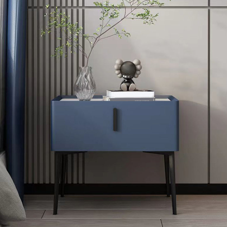 Contemporary 1 Drawer Accent Table Nightstand Antique Finish Bed Nightstand Blue 1 Piece Clearhalo 'Bedroom Furniture' 'furn' 'furn_night_stand' 'Furniture' 'night_stand' 'Nightstands' 7386329