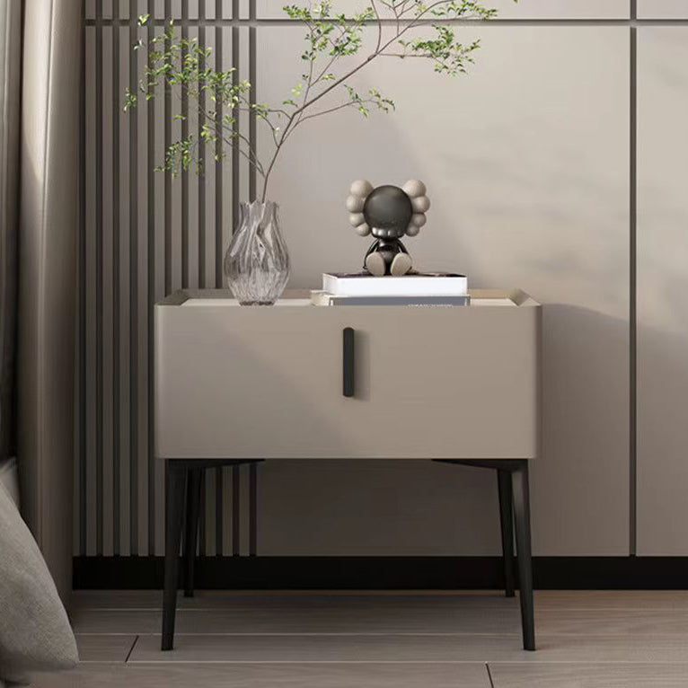 Contemporary 1 Drawer Accent Table Nightstand Antique Finish Bed Nightstand Khaki 1 Piece Clearhalo 'Bedroom Furniture' 'furn' 'furn_night_stand' 'Furniture' 'night_stand' 'Nightstands' 7386330
