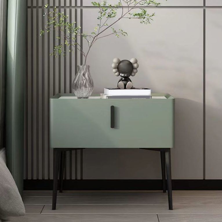 Contemporary 1 Drawer Accent Table Nightstand Antique Finish Bed Nightstand Avocado Green 1 Piece Clearhalo 'Bedroom Furniture' 'furn' 'furn_night_stand' 'Furniture' 'night_stand' 'Nightstands' 7386332