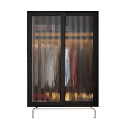 Industrial Pine Wood Wardrobe Cabinet 2-Doors Wardrobe in Black
