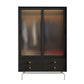 Industrial Pine Wood Wardrobe Cabinet 2-Doors Wardrobe in Black