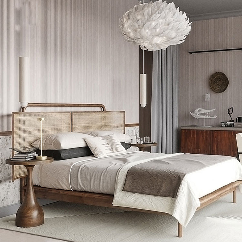 No Distressing Tropical Panel Bed Solid Wood Standard Bed with Headboard Clearhalo 'Bedroom Furniture' 'Beds' 'furn' 'furn_beds' 'Furniture' 7386505