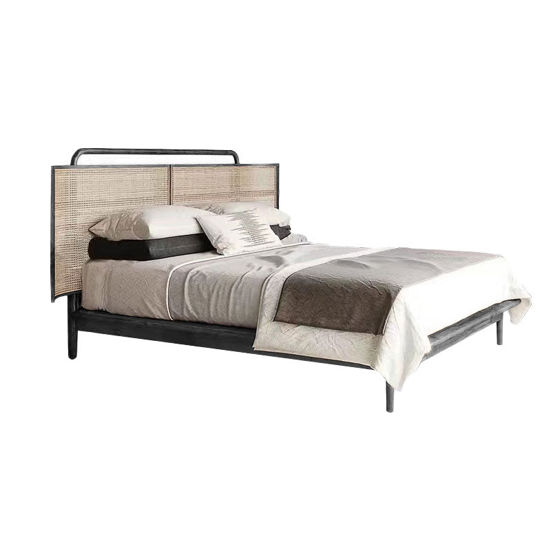 No Distressing Tropical Panel Bed Solid Wood Standard Bed with Headboard Black Clearhalo 'Bedroom Furniture' 'Beds' 'furn' 'furn_beds' 'Furniture' 7386507