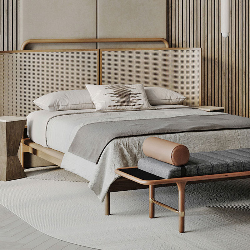 No Distressing Tropical Panel Bed Solid Wood Standard Bed with Headboard Clearhalo 'Bedroom Furniture' 'Beds' 'furn' 'furn_beds' 'Furniture' 7386513