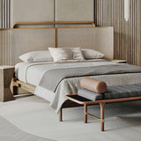 No Distressing Tropical Panel Bed Solid Wood Standard Bed with Headboard