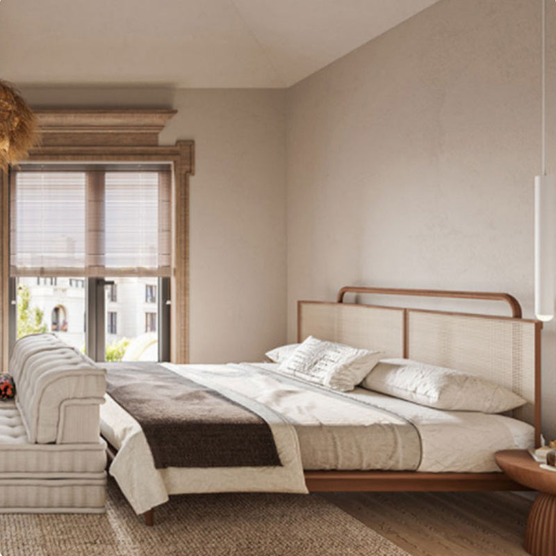 No Distressing Tropical Panel Bed Solid Wood Standard Bed with Headboard Clearhalo 'Bedroom Furniture' 'Beds' 'furn' 'furn_beds' 'Furniture' 7386518