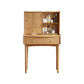 Solid Wood Makeup Table Vanity Stool with Drawers and Mirror in Natural
