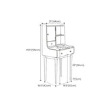 Solid Wood Makeup Table Vanity Stool with Drawers and Mirror in Natural
