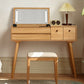 Scandinavian Dressing Table with Mirror and Drawer Solid Wood Vanity Desk