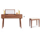 Scandinavian Dressing Table with Mirror and Drawer Solid Wood Vanity Desk