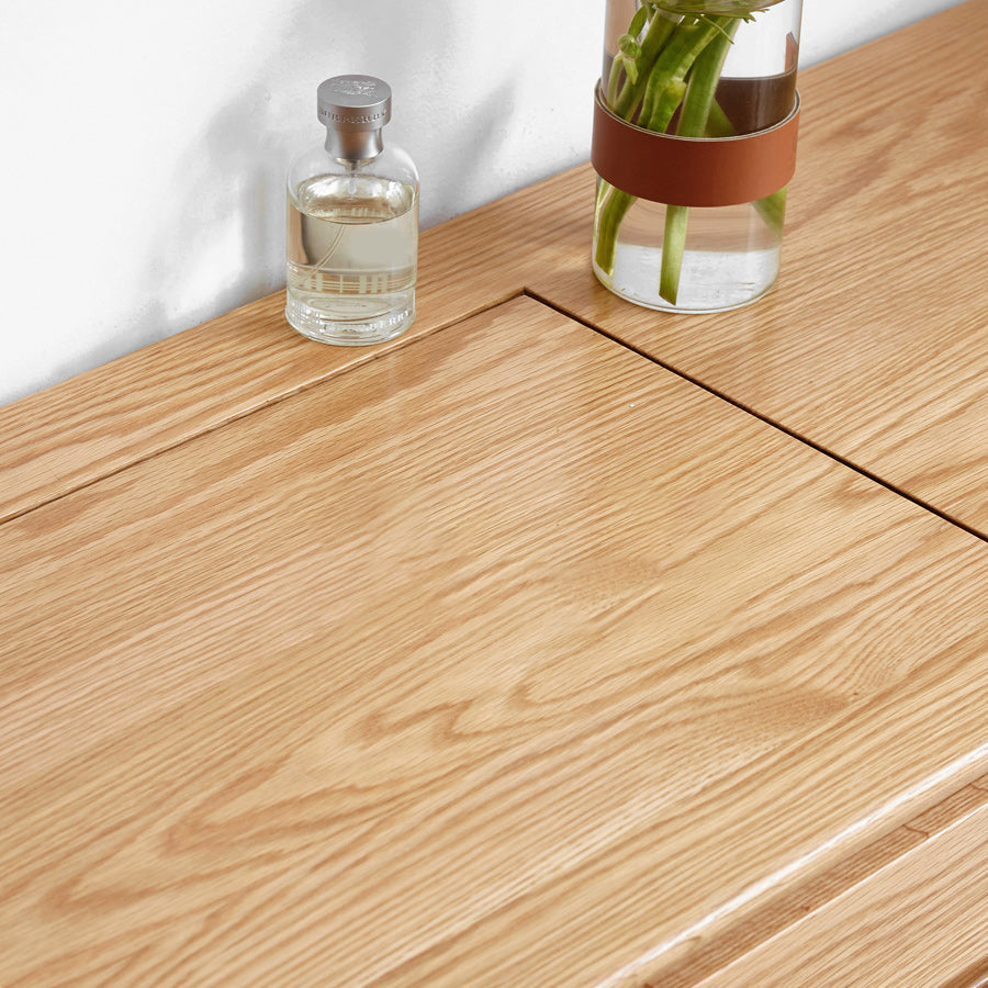 Scandinavian Dressing Table with Mirror and Drawer Solid Wood Vanity Desk