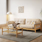 Solid Wood Tufted Settee Flared Arm Beige Cushions Sofa -39.4" H Clearhalo 'furn' 'furn_sofas' 'Furniture' 'Living Room Furniture' 'Sofa' 'sofas' 7386797