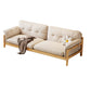 Solid Wood Tufted Settee Flared Arm Beige Cushions Sofa -39.4" H 3-Seater Sofa Flannel Clearhalo 'furn' 'furn_sofas' 'Furniture' 'Living Room Furniture' 'Sofa' 'sofas' 7386799