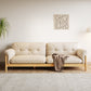 Solid Wood Tufted Settee Flared Arm Beige Cushions Sofa -39.4" H Clearhalo 'furn' 'furn_sofas' 'Furniture' 'Living Room Furniture' 'Sofa' 'sofas' 7386800