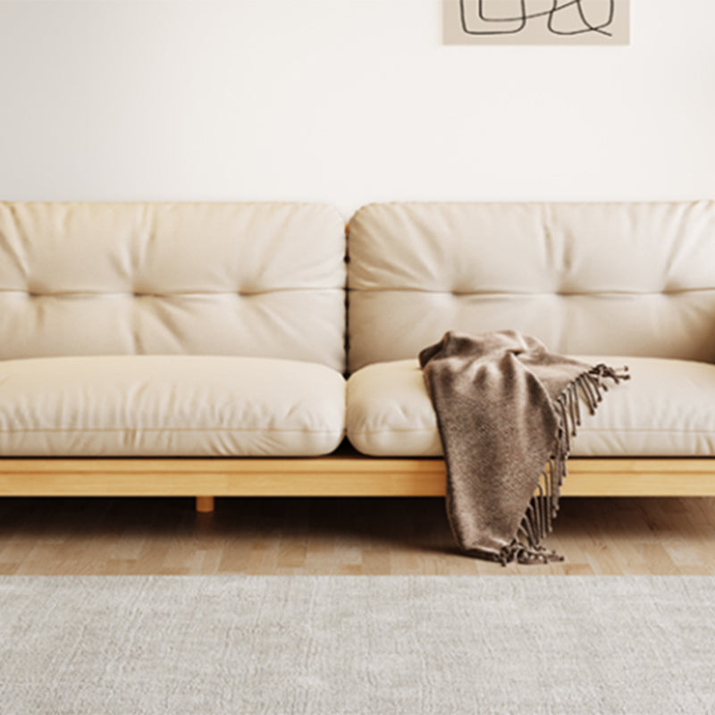 Solid Wood Tufted Settee Flared Arm Beige Cushions Sofa -39.4" H Clearhalo 'furn' 'furn_sofas' 'Furniture' 'Living Room Furniture' 'Sofa' 'sofas' 7386809