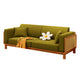 89" Wide Square Arm Sofa 3-Seater Solid Wood Sofa with Rattan Accent