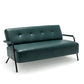 Tufted Back PU Leather Sofa Mid-Century Modern 3-seater Sofa -57" W