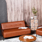 Tufted Back PU Leather Sofa Mid-Century Modern 3-seater Sofa -57" W