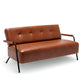 Tufted Back PU Leather Sofa Mid-Century Modern 3-seater Sofa -57" W