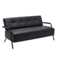 Tufted Back PU Leather Sofa Mid-Century Modern 3-seater Sofa -57" W