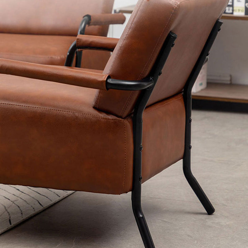 Tufted Back PU Leather Sofa Mid-Century Modern 3-seater Sofa -57" W