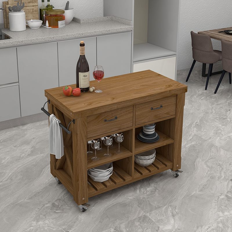 Modern Dining Room Prep Table Rectangular Kitchen Trolley with Open Storage Clearhalo 'furn' 'furn_kitchen_islands_carts' 'Furniture' 'Kitchen & Dining Furniture' 'Kitchen Islands & Carts' 'kitchen_islands_carts' 7386950