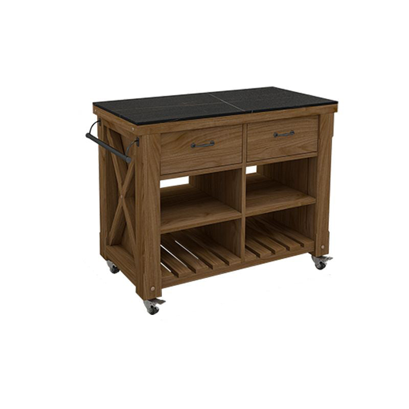 Modern Dining Room Prep Table Rectangular Kitchen Trolley with Open Storage Black Clearhalo 'furn' 'furn_kitchen_islands_carts' 'Furniture' 'Kitchen & Dining Furniture' 'Kitchen Islands & Carts' 'kitchen_islands_carts' 7386952