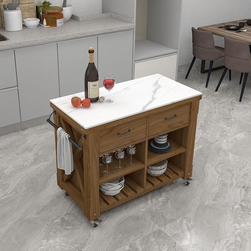 Modern Dining Room Prep Table Rectangular Kitchen Trolley with Open Storage Clearhalo 'furn' 'furn_kitchen_islands_carts' 'Furniture' 'Kitchen & Dining Furniture' 'Kitchen Islands & Carts' 'kitchen_islands_carts' 7386955