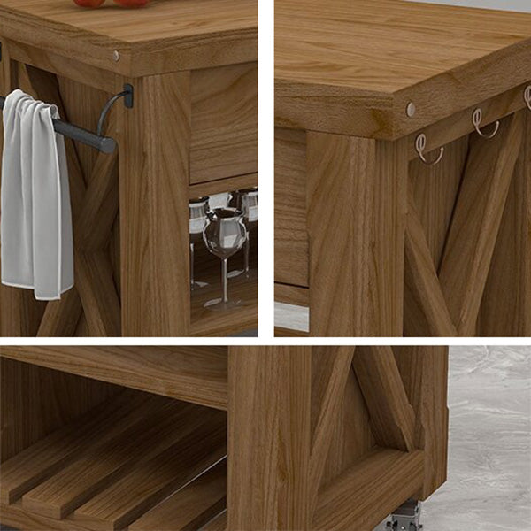 Modern Dining Room Prep Table Rectangular Kitchen Trolley with Open Storage Clearhalo 'furn' 'furn_kitchen_islands_carts' 'Furniture' 'Kitchen & Dining Furniture' 'Kitchen Islands & Carts' 'kitchen_islands_carts' 7386958