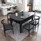 Modern Scalable Stone Dining Table Rubber Legs for Dining Room Black Without Chairs Clearhalo 'Dining Tables & Seating' 'Dining Tables' 'dining_table' 'furn' 'furn_dining_table' 'Furniture' 'Kitchen & Dining Furniture' 7387402